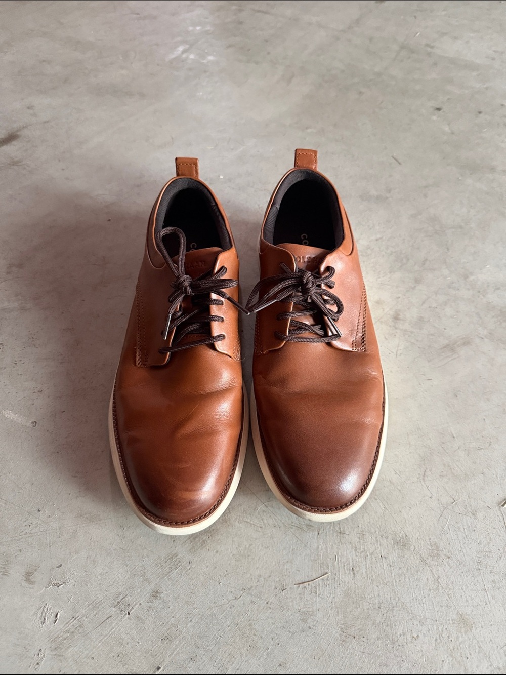 Cole Haan Men’s Brown Leather Derby Shoes with White Sole